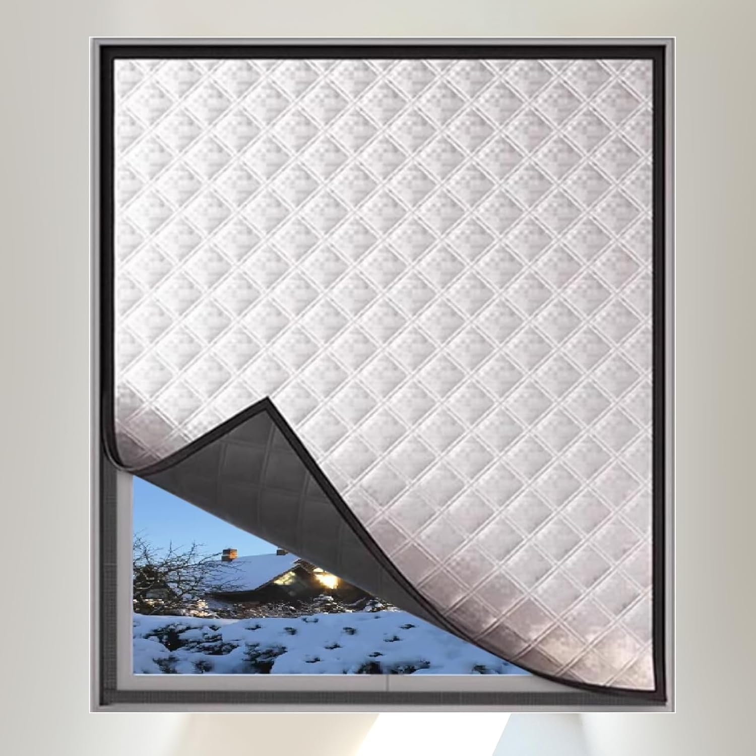 Elfzone Window Insulation for Winter 39 70in Blackout Curtain Soundproof Curtains Oxford Cloth and Cotton Fiber Filled Black Out Shades for Living Room Bedroom Gray