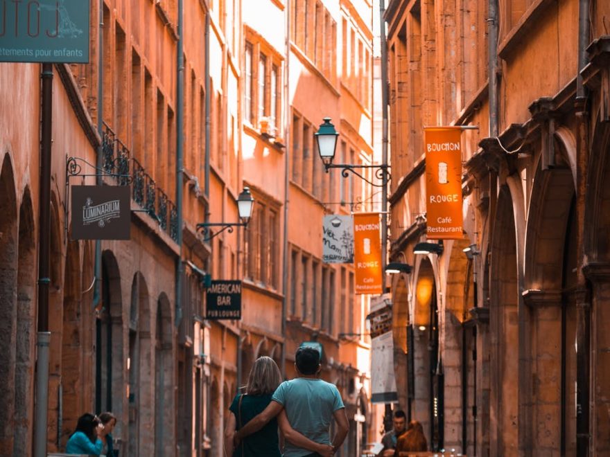 city vacation couple people