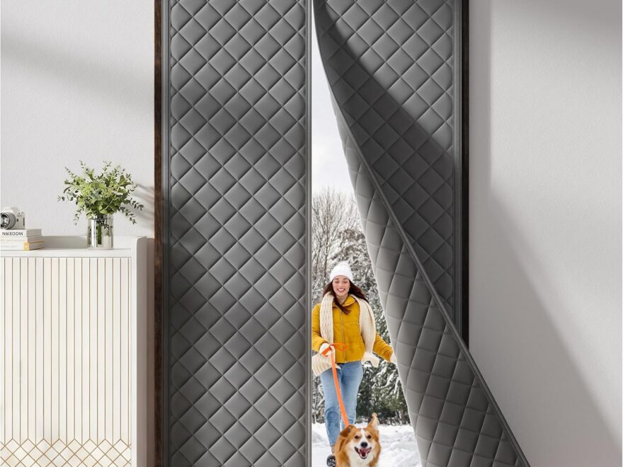 HADOR Magnetic Thermal Insulated Door Curtain: Quilted Oxford Fabric Winter Cover Designed to Keep Cold Draft Out