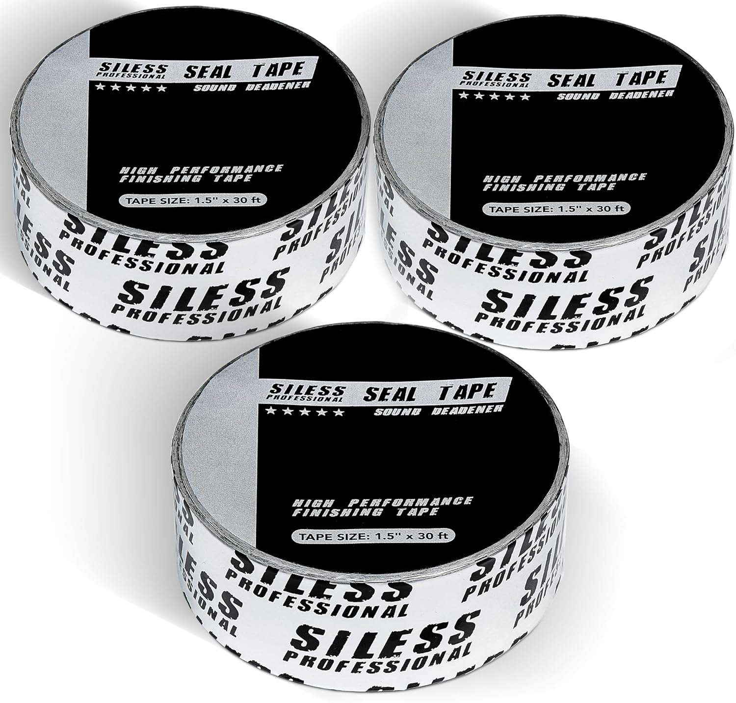 Siless Professional Finishing Sealing Tape for Car Sound Deadening Installation 1-1/2in x 30ft Silver 3 Pack