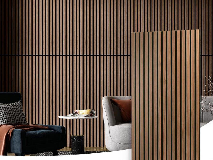 "Art3d 2 Wood Slat Acoustic Panels with Walnut Finish for Walls and Ceilings `"