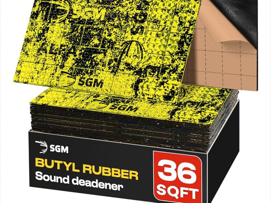 SGM Gold Exclusive Car Sound Deadening Mat 80 mil (2mm) 36 sqft (3.4 sqm), Automotive Sound Deadener, Self Adhesive Butyl Car Sound Deadening Material, Audio Noise Insulation and Dampening Sheets