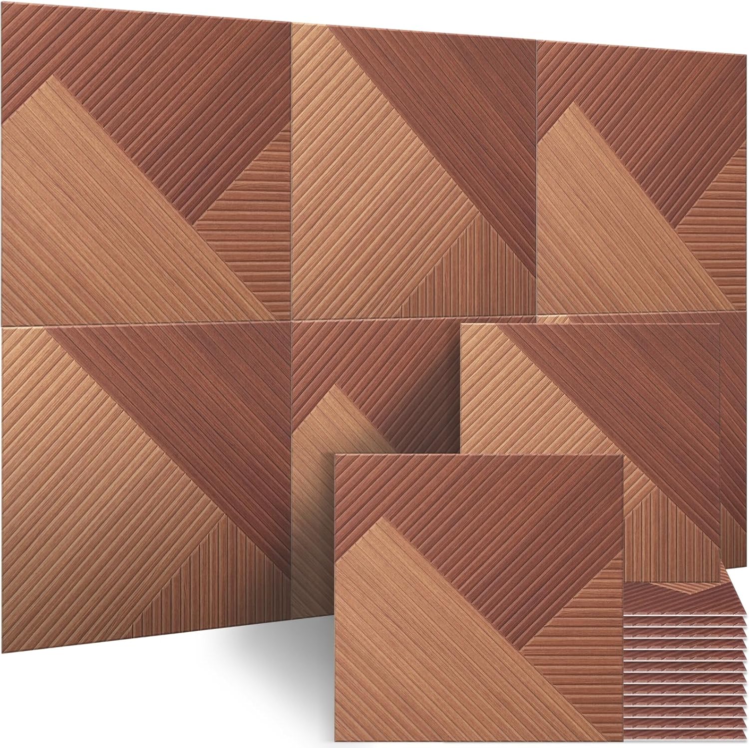 BUBOS Large Acoustic Panels 6 Pack with Wood Pattern Printing for Studio and Home Sound Absorption