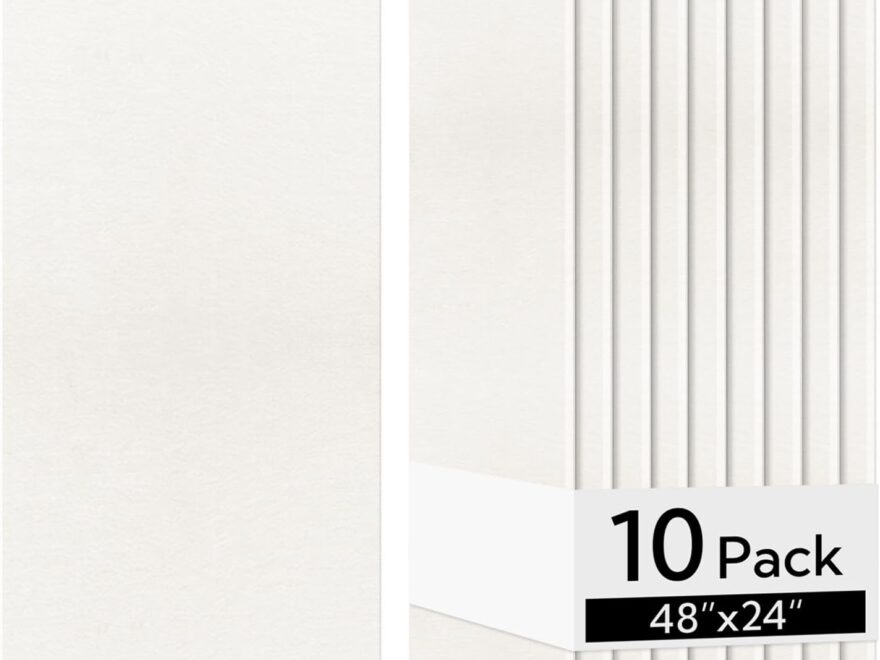 Olanglab Acoustic Wall Panels 10 Pack 48 x 24 Sound Absorbing Panels for Home Studio and Office Plain White