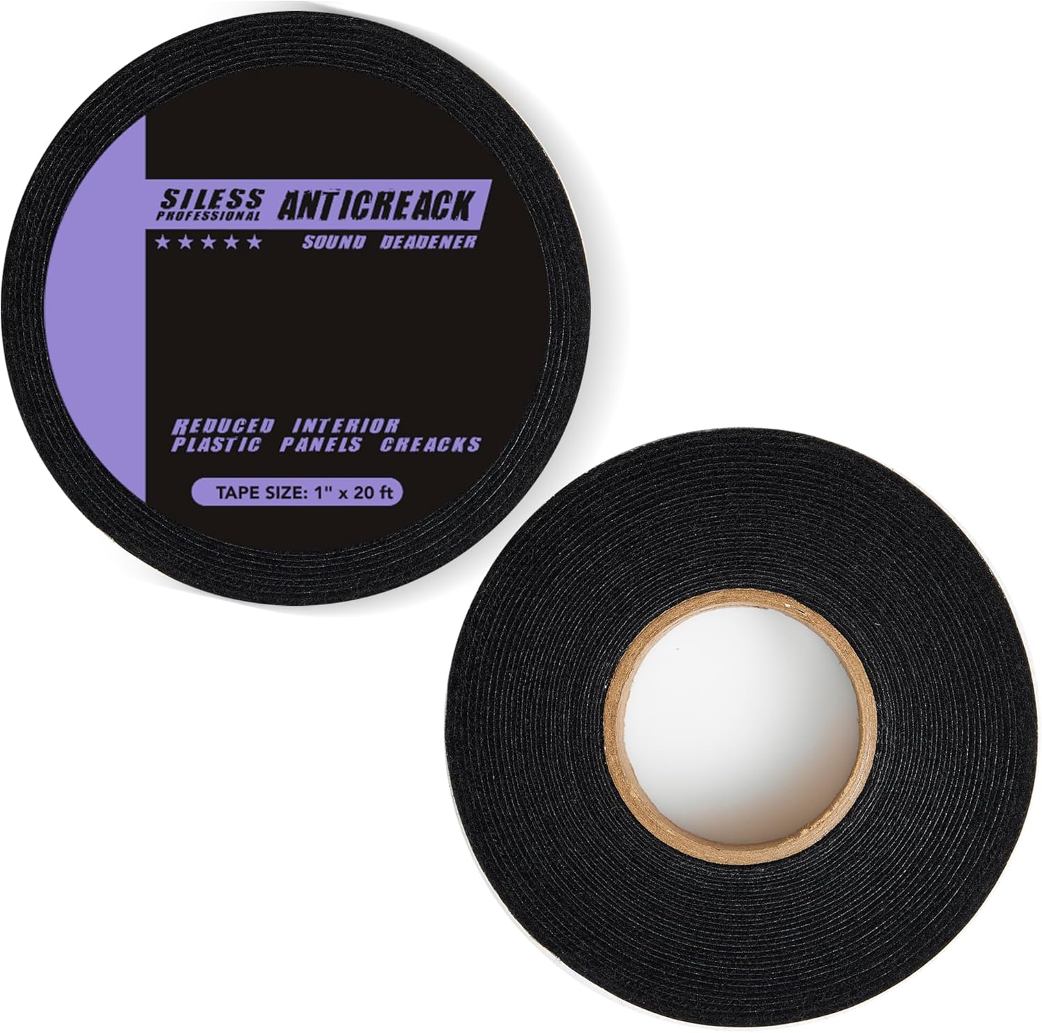Siless Anticreak Tape 2 Pack 1 inch x 20 ft for Dash, Doors, Seatbelts, Interior Trim, and Wiring in Cars, RVs, and Boats