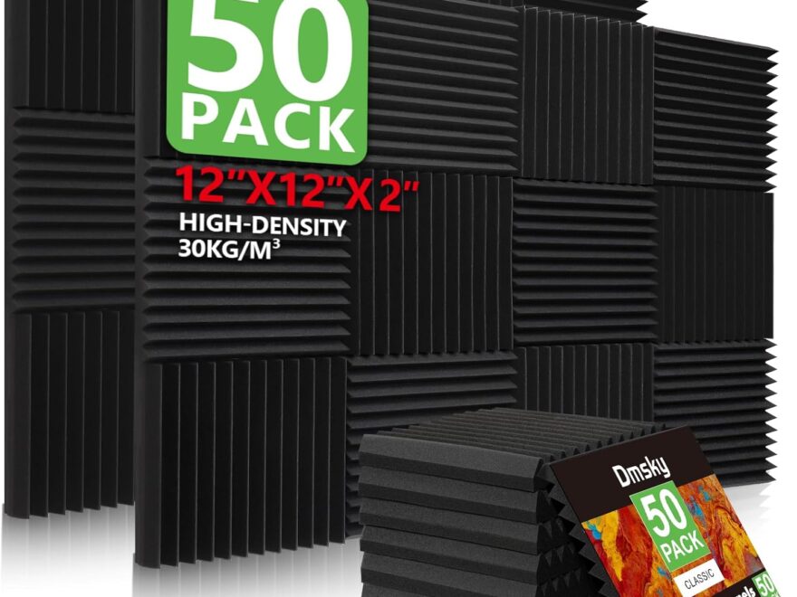 Dmsky 50 Pack Acoustic Foam Panels 2" x 12" x 12" High Density Sound Absorbing Soundproof Wedges for Studio Recording, Office, and Home
