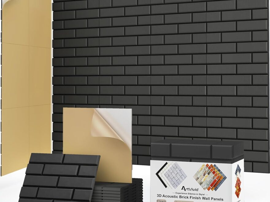 "ArtVivid 12Pack Self-Adhesive Brick Acoustic Panels for Sound Dampening Walls and Studios `"