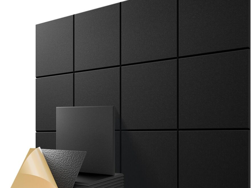 22 Pack Lebenforce Self-Adhesive Acoustic Panels 12" X 12" X 0.4" for Walls and Home Office Soundproofing