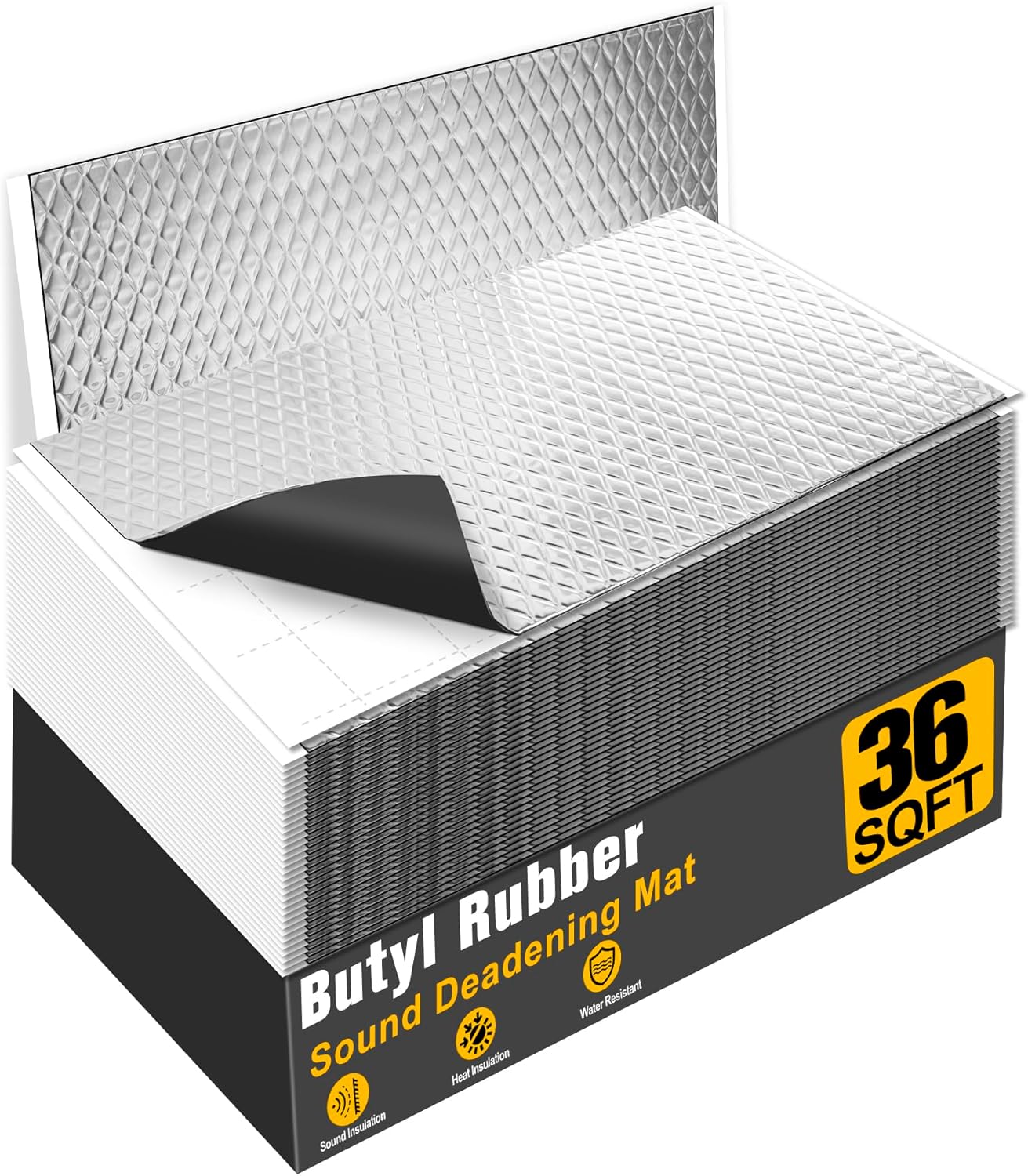 MYFAMIREA 36 Sqft Butyl Car Sound Deadening Mat for Vehicle Noise Insulation and Vibration Dampening