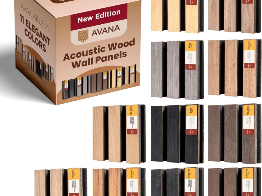 "Avana Acoustic Wall Panels Color Samples Pack Featuring 11 Wood Finish Options `"