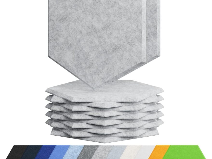 Amantech 12 Pack Hexagon Acoustic Foam Panels for Home and Studio Soundproofing