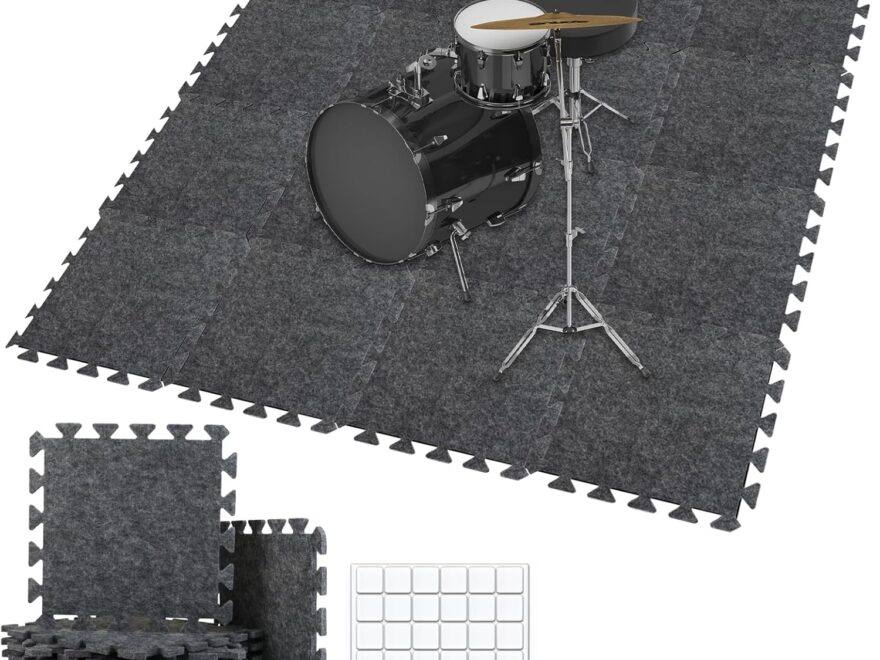 TroyStudio Thick Sound Absorbing Interlocking Floor Mats: 16 Pcs 11 x 11 x 0.4 Inches High Density Piano Carpet Drum Rug Overview