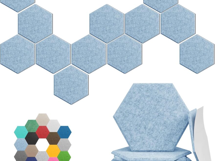 Hexagonal Acoustic Panels 12-Pack by UNECHO ACOUSTICS for High-Density Sound Absorption in Studios, Offices, and Home Theaters