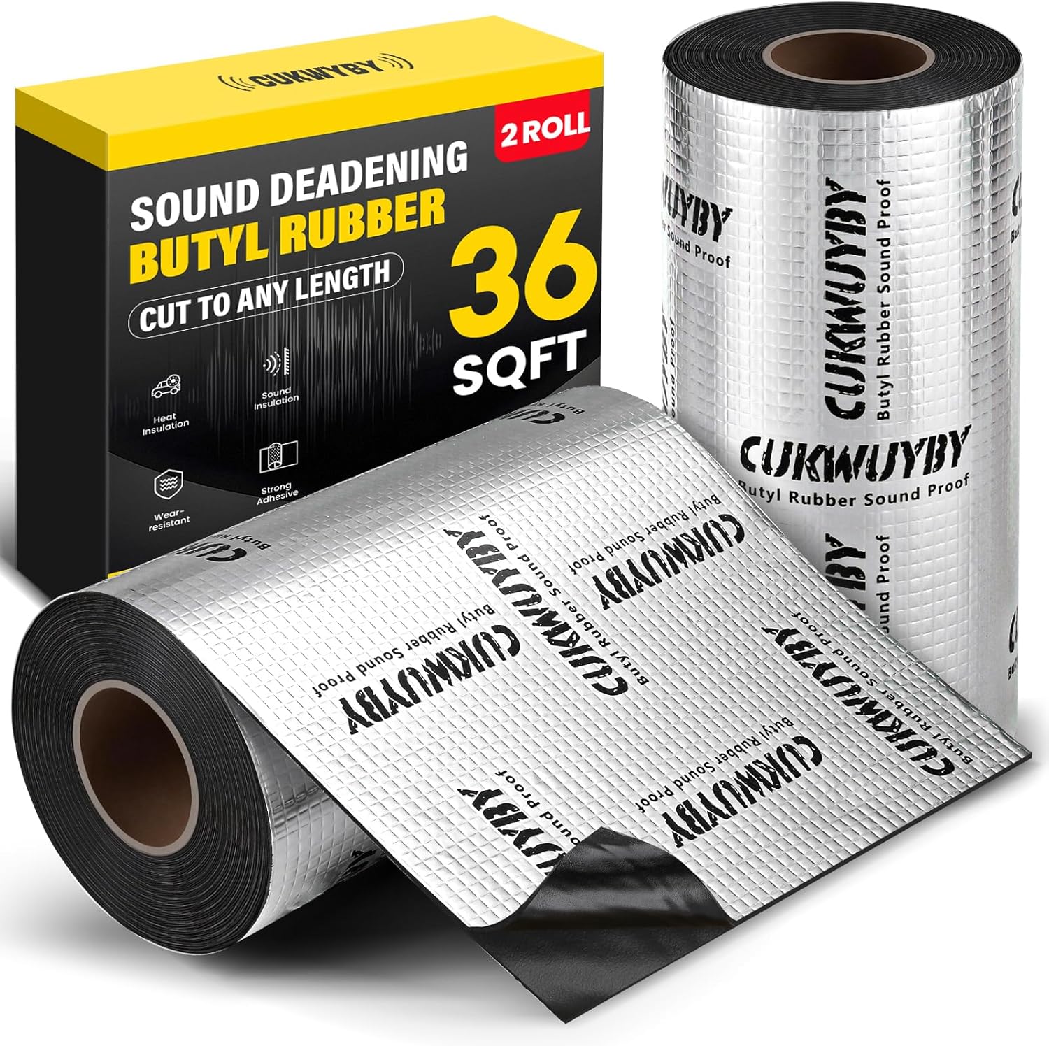 CUKWUYBY Butyl Rubber Sound Deadening 36 sqft Sound Deading Material for Cars