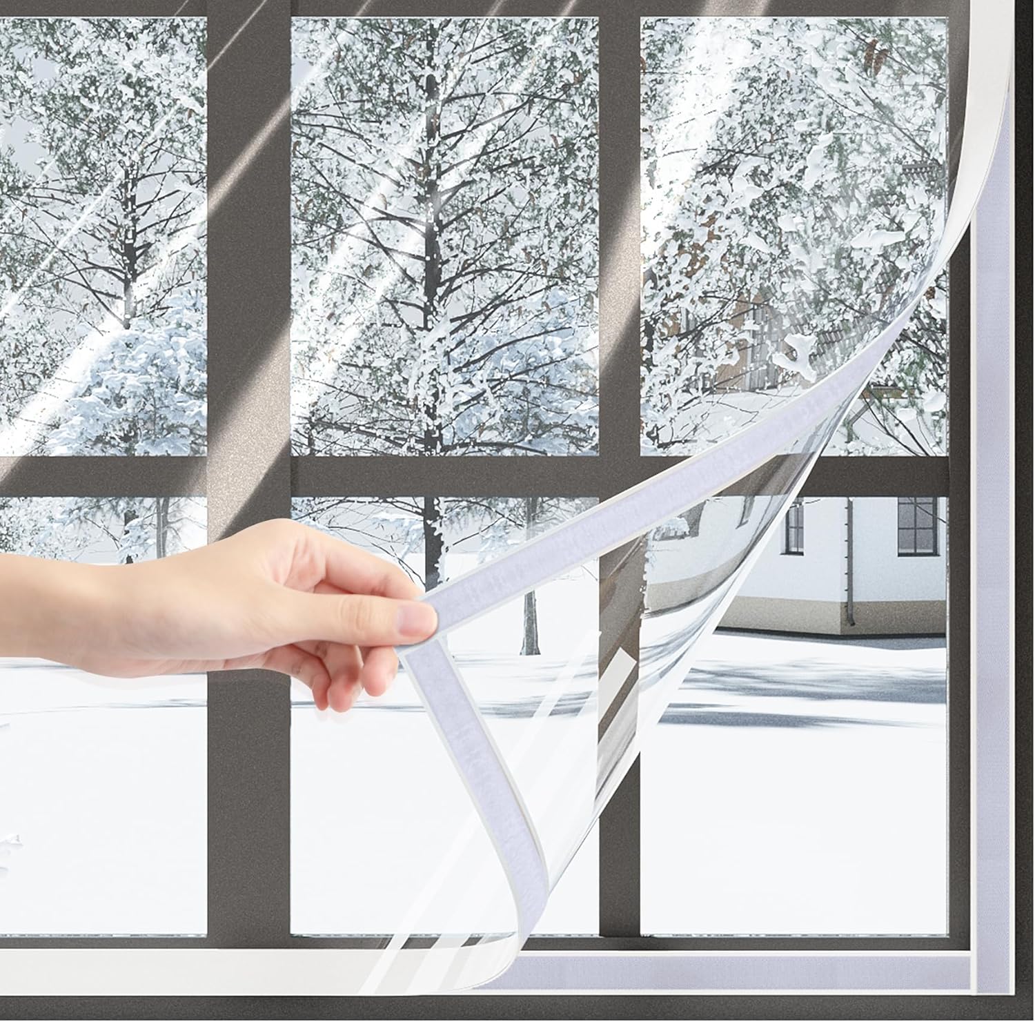 Flehomo 47 x 63 Inch Window Insulation Kit Adjustable Window Film with ...