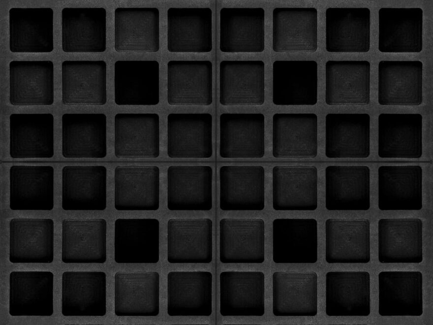 4pcs EVA acoustic diffusers acoustic wall art panels in black textured foam, square grid pattern for home studio walls
