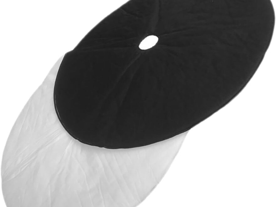 VICASKY spare tire sound deadener mat, black circular trunk noise reduction pad with peel-off white backing and center hole