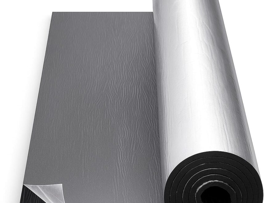 Datanly Car Sound Deadening Mat with Aluminum Foil, black textured peel-and-stick sheet in roll form