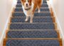 Bolinker Non Slip Stair Treads for Wooden Steps, gray textured mats on wood stairs with rounded corners