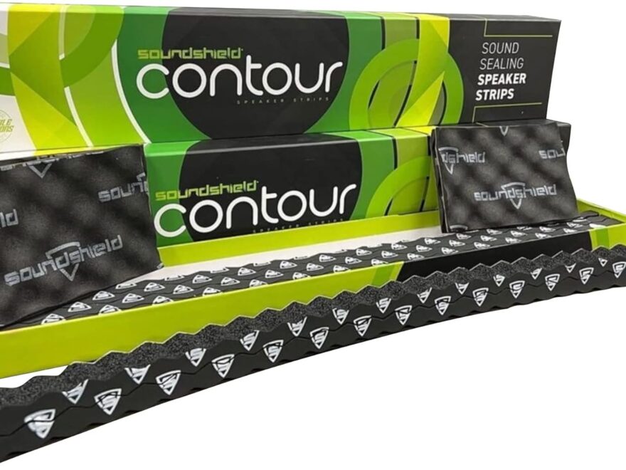 SOUNDSHIELD SSDContour contour sound sealing speaker seal strip kit with black textured foam strips, adhesive-backed sheets and retail packaging
