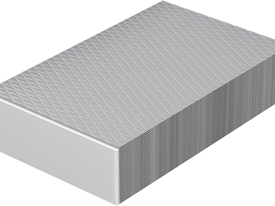 Dollate Sound Deading Material for Cars 3-Layer sound mat sheets with silver diamond-textured surface and layered backing