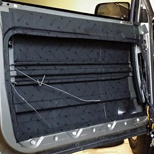 Second Skin Car Door Soundproofing Kit black textured door panel mat with peel-and-stick backing fitted inside a car door