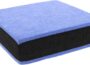 Acoustic drum noise reduction pad, square blue and black soundproofing mat with thick foam core for subwoofer, speaker or treadmill isolation