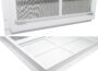 NeatiEase 2 Pack Shed Window with tempered glass screen, white rectangular frame, mesh panel, and mounting flange