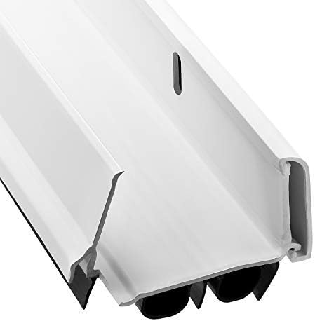 KS Hardware adjustable double bubble door sweep with white finish and black dual sealing fins for exterior doors