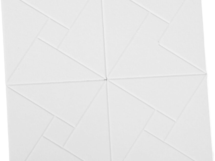 HEMOTON noise cancelling wall panels, white square 3D geometric acoustic tiles for home theater wall