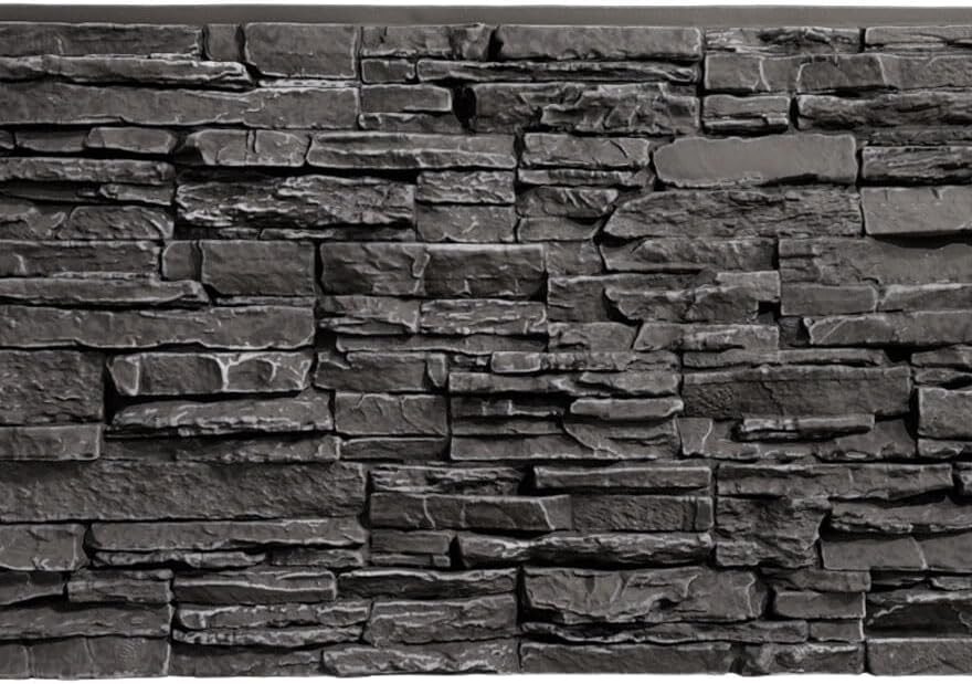 EverStone Canyon Ridge faux stone panel with dark stacked stone texture and rectangular sheet shape