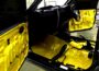 Mil sound deadening material for cars with heat insulation installed as gold foil sheets on doors and floor