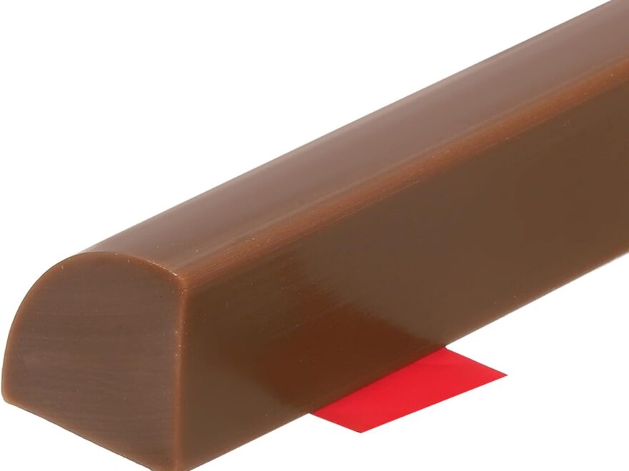 uxcell 39 inch flexible molding trim with brown rounded finish and red peel-and-stick backing paper