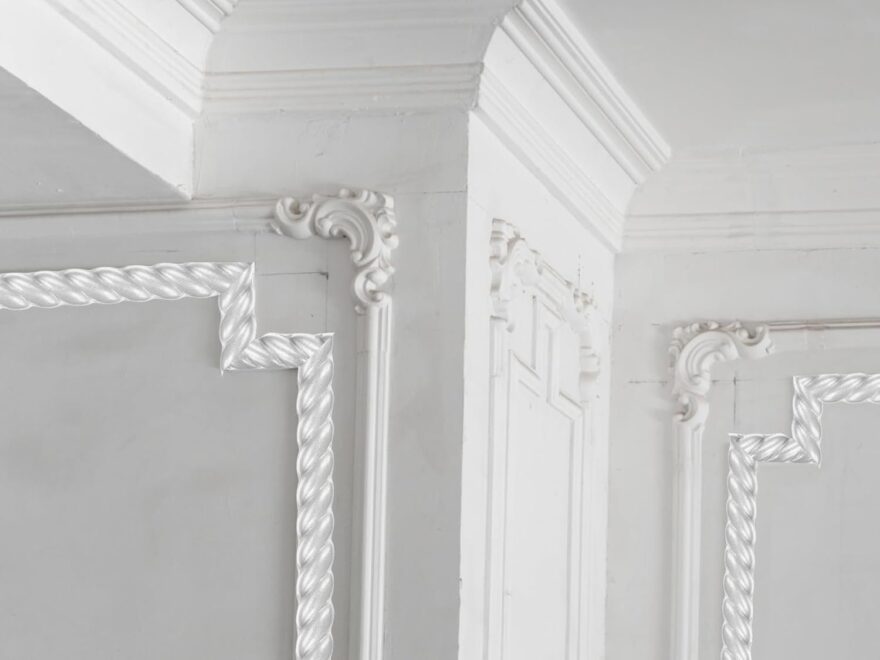 uxcell Peel and Stick Molding Trim for walls, white rope-pattern decorative strips framing wall panels