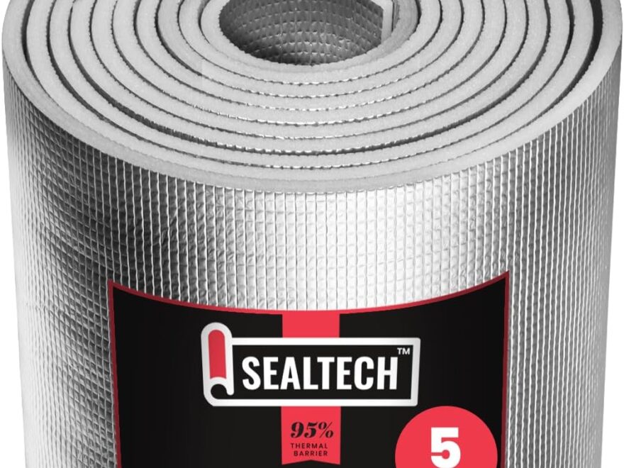 SEALTECH Heavy Duty 5mm Reflective Insulation Roll with silver textured foil finish and product label