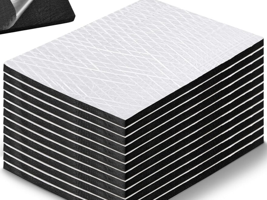 Nuanchu 512mil 13 mm car sound deadening material sheets with black foam layers and peel-and-stick silver backing