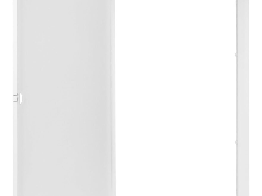 VezoWorks 12 x 20 inch cut out metal wall access panel with white finish and hinged rectangular door open