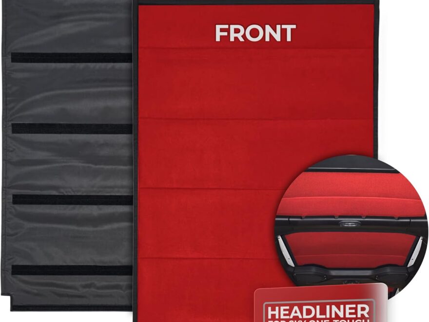 Hothead Headliners insulating headliner for Jeep Wrangler JL Sky One-Touch Power Top, red front panel and black back panel