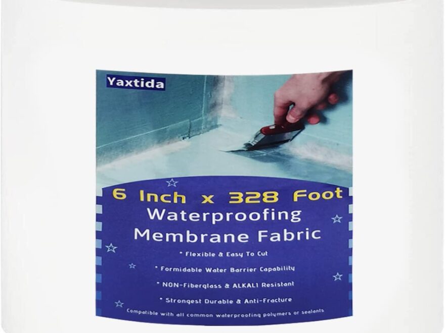 Yaxtida 6 Inches x 328 Feet Waterproofing Membrane Fabric white roll with printed product label