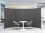 Helios&Hestia 4-panel 6 ft indoor folding room divider, dark fabric privacy screen in office seating area