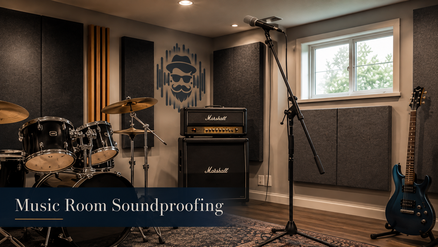 Music room soundproofing setup showing isolation, vibration control and acoustic treatment priorities.